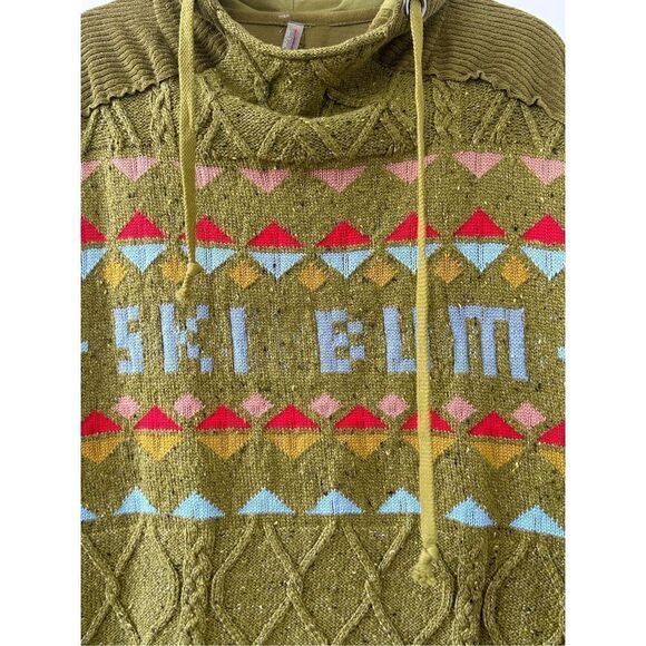 Free People Movement Powder Bunny Ski Bum Knit Hooded Sweater Green Size Small - Picture 8 of 11